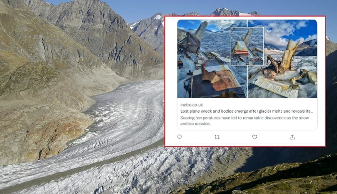 Topniejący lodowiec ujawnił wrak samolotu sprzed 54 lat
