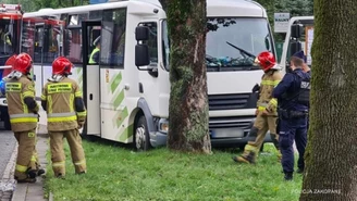 Zakopane: Bus wjechał w drzewo w centrum miasta. Ranne trzy osoby