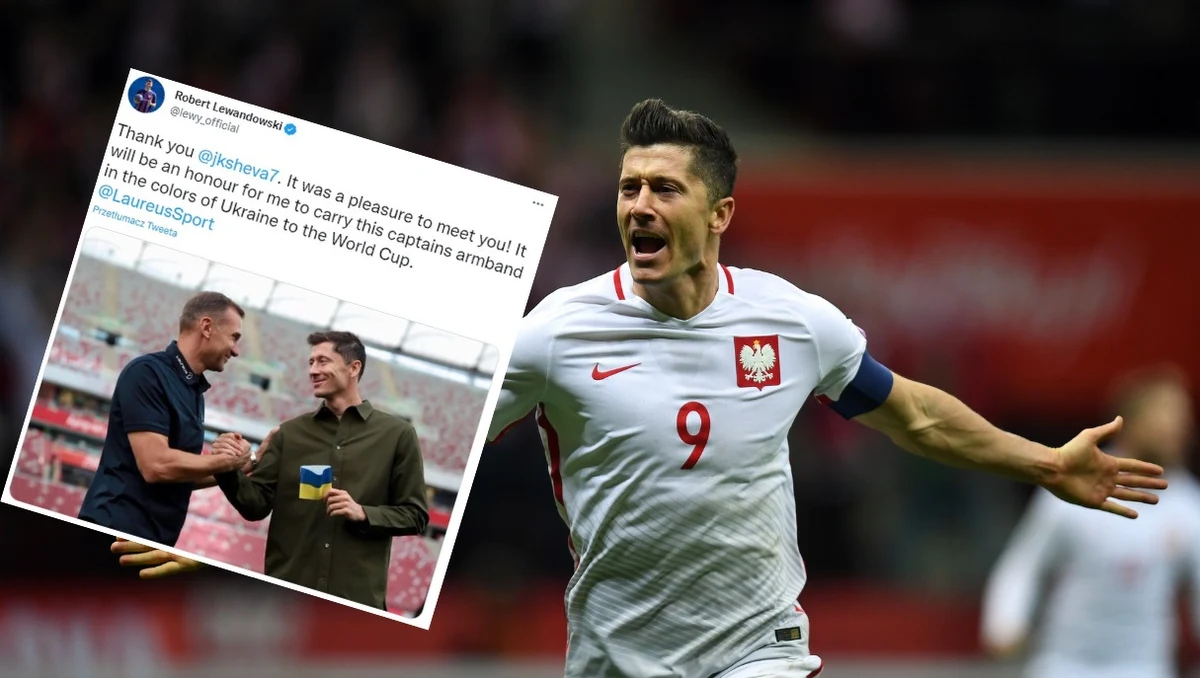 Na Stadionie Narodowym Robert Lewandowski odebrał z rąk byłego reprezentanta i trenera Ukrainy Andrija Szewczenki opaskę kapitańską w barwach tego kraju. Będzie ją nosił podczas meczów MŚ w Katarze. "To dla mnie wielki zaszczyt" - powiedział.