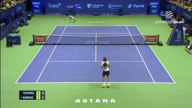 Skrót meczu finałowego ATP w Astanie Novak Djoković - Stefanos Tsitsipas 6:3, 6:4.