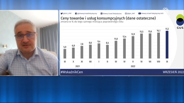 Inflacja konsumencka w Polsce wzrosła we wrześniu o 17,2 proc. rok do roku i była najwyższa od 1997 roku. Dziennikarz ekonomiczny Maciej Samcik mówił na antenie Polsat News o tym, jakie produkty i usługi mogą jeszcze zdrożeć oraz o potencjalnych skutkach zamrożenia cen prądu i wprowadzenia dodatku węglowego.