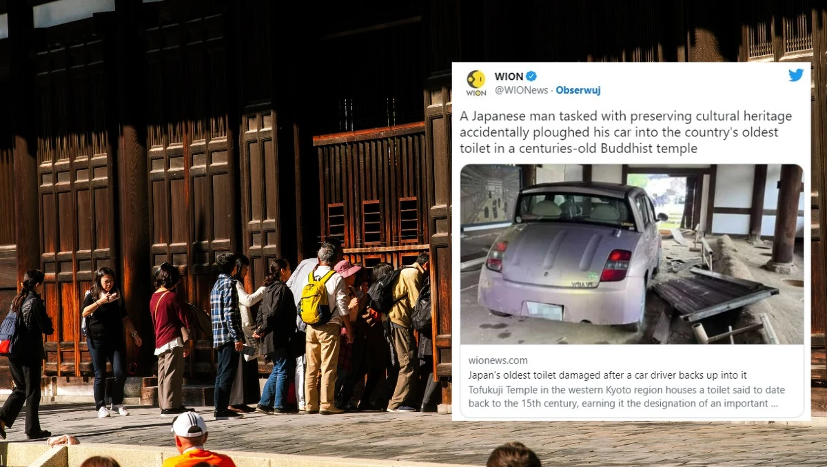 Nieostrożny kierowca zniszczył liczące 500 lat, drewniane drzwi do najstarszej w Japonii toalety. Jest ona położona w świątyni Tōfuku-ji w Kioto.