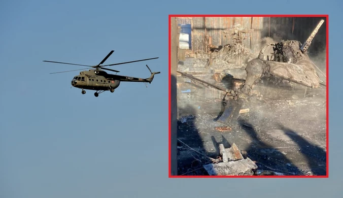 Rosyjski śmigłowiec Mi-8 spłonął w pożarze hangaru