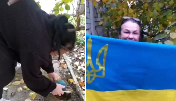 Ukraińska flaga pod płytą chodnikową. Była schowana przed Rosjanami