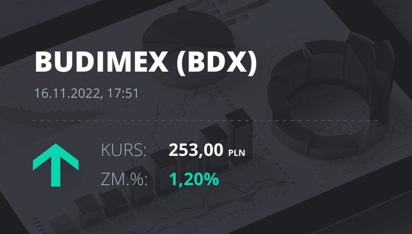 Precio de la acción de Budimex al 16 de noviembre de 2022