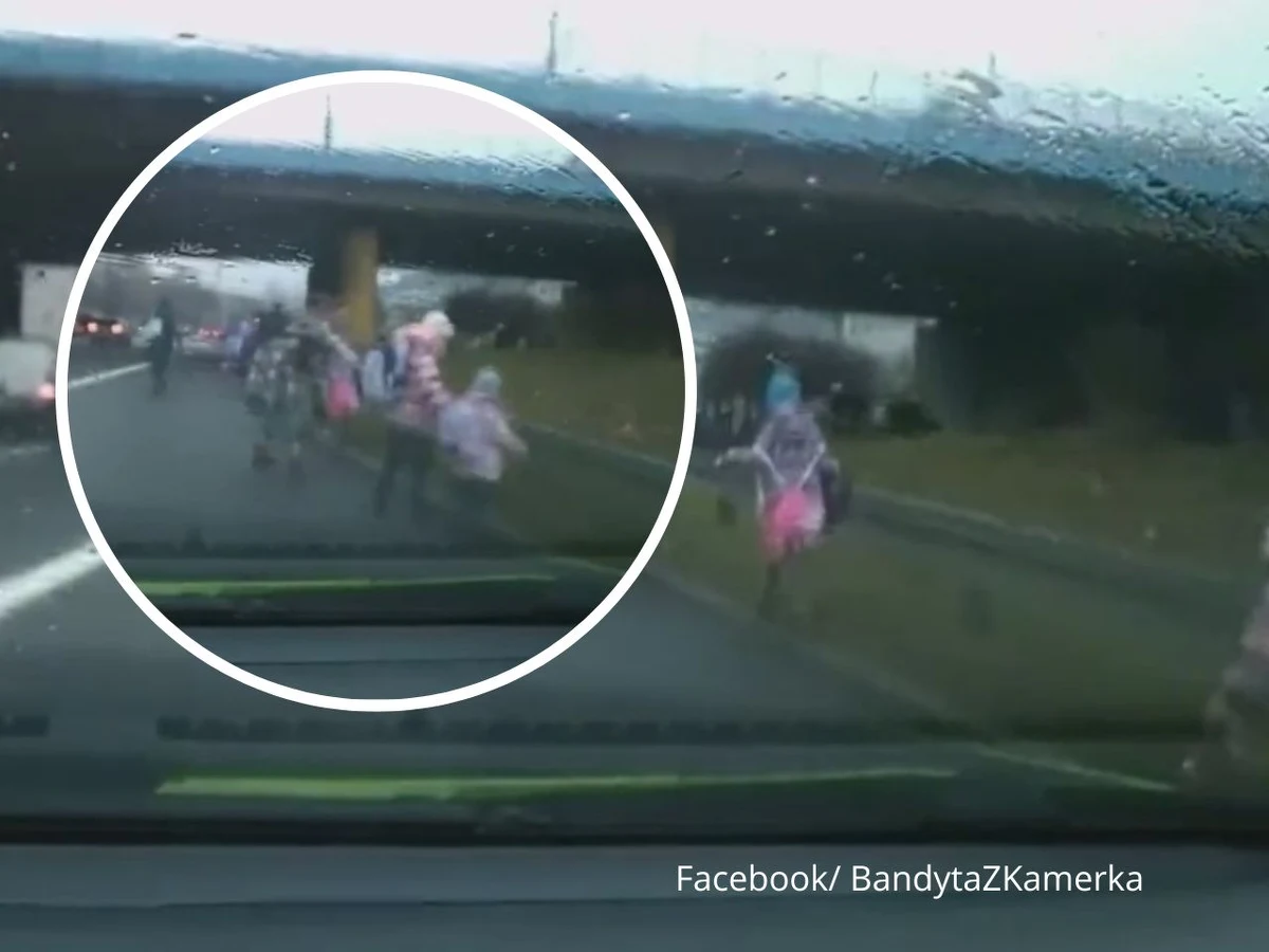 Uczestnicy szkolnej wycieczki na Drogowej Trasie Średnicowej w Chorzowie. Policjanci wyjaśniają, jak to możliwe, że grupa dzieci z opiekunami znalazła się na trasie szybkiego ruchu. W sieci pojawił się film z tego zdarzenia. 