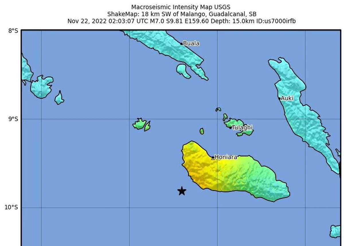 Trzęsienie ziemi o magnitudzie 7 na Wyspach Salomona, archipelagu położonym w południowo zachodniej części Oceanu Spokojnego. Jak poinformowała amerykańska Służba Geologiczna (USGS), wydano ostrzeżenie przed falami tsunami.