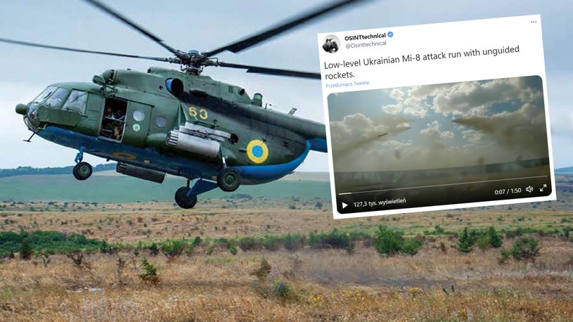 Na profilu OSINTechnical w serwisie Twitter pojawiło się niesamowite nagranie wideo wykonane podczas spektakularnego lotu śmigłowca Mi-8 i ostrzału z rakiet niekierowanych rosyjskich czołgów. To kolejny dowód wspaniałych umiejętności ukraińskich pilotów.