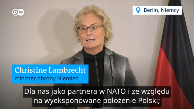 Zamiast wysyłać wyrzutnie Patriot do Polski, Warszawa poprosiła Berlin o wysłanie ich bezpośrednio do Ukrainy. Trzeba to omówić z NATO i sojusznikami - powiedziała minister obrony Niemiec, Christine Lambrecht.