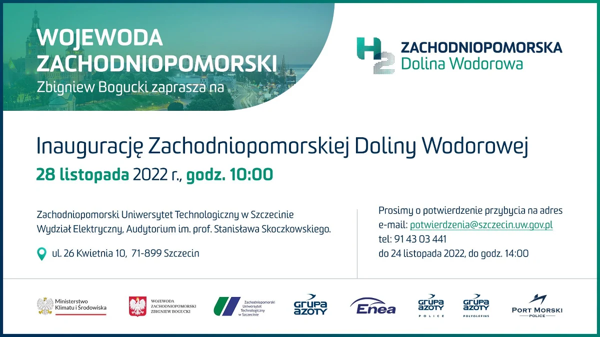 Wojewoda zachodniopomorski, uczelnie, spółki mają być sygnatariuszami listu intencyjnego ws. utworzenia Zachodniopomorskiej Doliny Wodorowej – poinformował rzecznik wojewody zachodniopomorskiego Michał Ruczyński. Porozumienie ma być podpisane w poniedziałek.