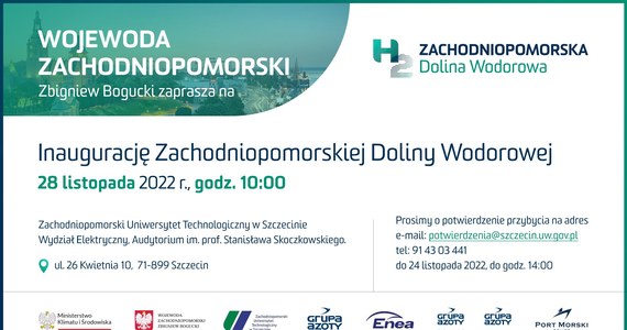 Wojewoda zachodniopomorski, uczelnie, spółki mają być sygnatariuszami listu intencyjnego ws. utworzenia Zachodniopomorskiej Doliny Wodorowej – poinformował rzecznik wojewody zachodniopomorskiego Michał Ruczyński. Porozumienie ma być podpisane w poniedziałek.