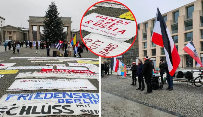 Prorosyjskie hasła w centrum Berlina. Przechodnie obojętni