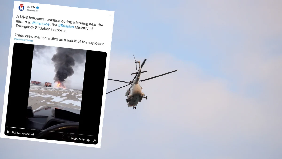 Katastrofa śmigłowca MI-8 w okolicach miejscowości Ułan Ude w Rosji. Według doniesień mediów zginęły trzy osoby.