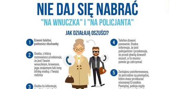 17-latek z Mazowsza, podszywając się pod policjanta, oszukiwał starsze osoby. Tarnowscy funkcjonariusze zatrzymali go, gdy czekał przed bankiem na 30 tysięcy złotych od kolejnej swojej ofiary. Chłopak miał przekazać pieniądze dalej i dostać za to kilkaset złotych.   

