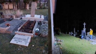 Zdewastowane nagrobki na cmentarzu luterańskim w Kozakowicach