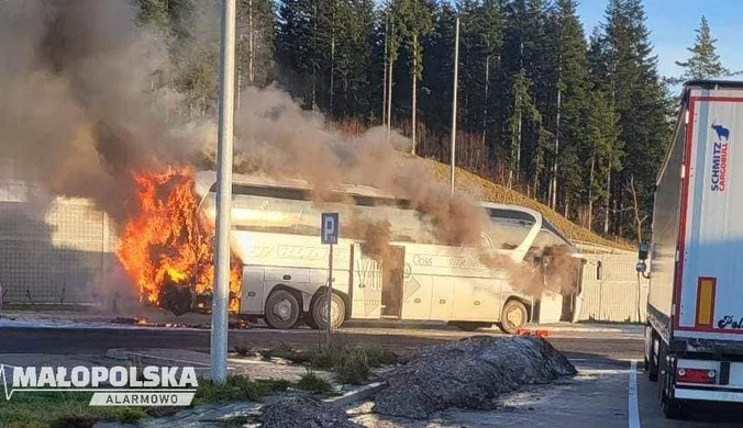 Małopolskie. Pożar autobusu na zakopiance 