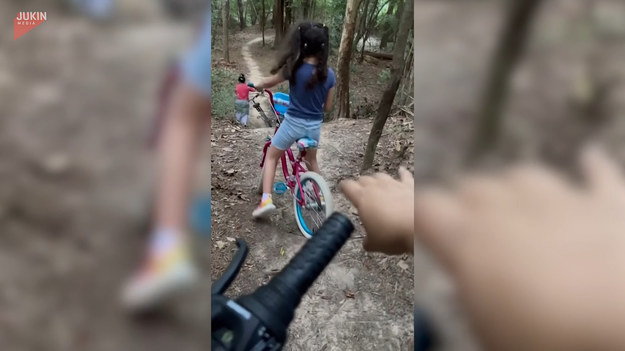 Nie była pewna, czy zjeżdżać, kiedy w momencie straciła równowagę, a jej rowerek pomknął przed siebie wprost na strome urwisko. Na szczęście skończyło się dobrze.