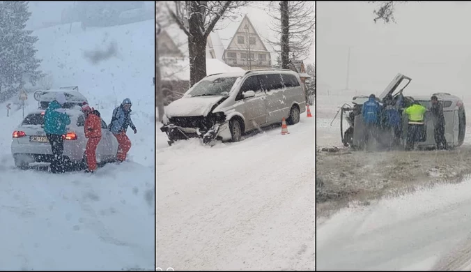 Atak zimy na Podhalu. Seria wypadków i kolizji