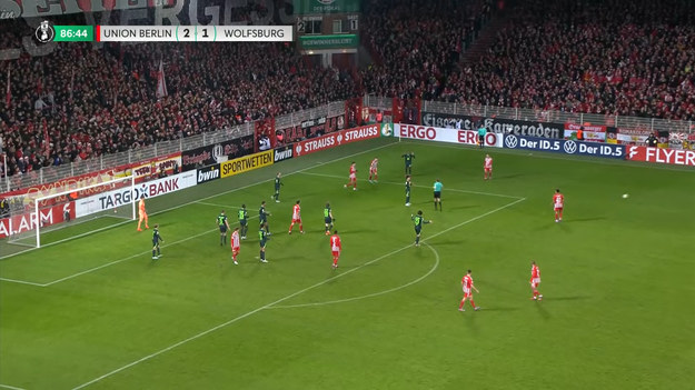 Skrót meczu Pucharu Niemiec: Union Berlin - Wolfsburg, Wynik: 2-1. 