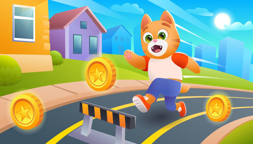 Gra online za darmo Cat Runner - to darmowa gra online, w której musisz pomóc kotu Tomowi pokonywać kolejne przeszkody, żeby mógł zdobyć upragnioną nagrodę.