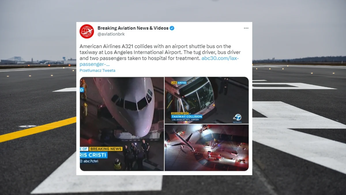 Do nietypowego wypadku doszło na międzynarodowym lotnisku w Los Angeles. Zderzył się tam samolot z autobusem. Rannych zostało pięć osób.