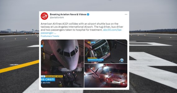 Do nietypowego wypadku doszło na międzynarodowym lotnisku w Los Angeles. Zderzył się tam samolot z autobusem. Rannych zostało pięć osób.