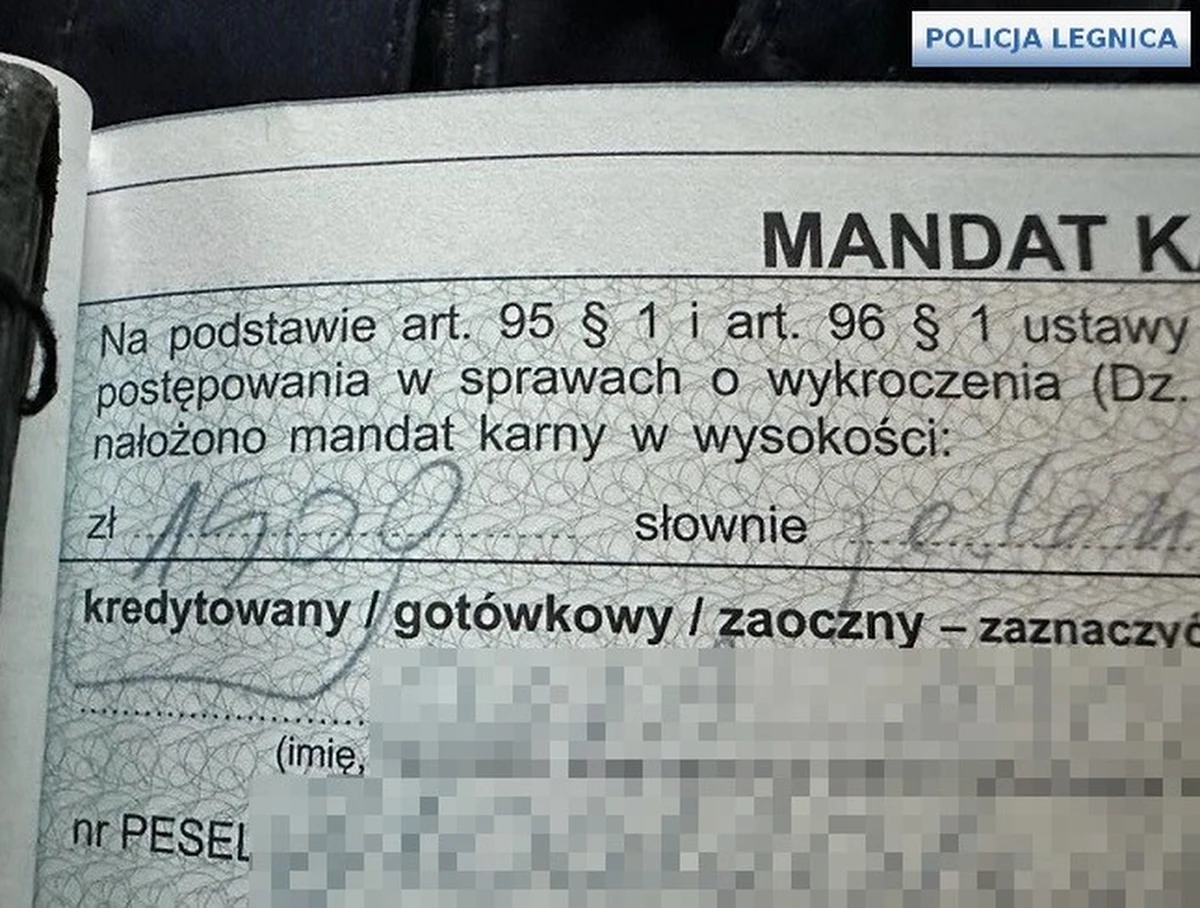 Mandatem w wysokości 1,5 tys. zł ukarano kierowcę, który nie ustąpił pierwszeństwa przechodzącej przez przejście dla pieszych kobiecie. Jechali za nim policjanci z Legnicy na Dolnym Śląsku. Wykroczenie zostało nagrane.