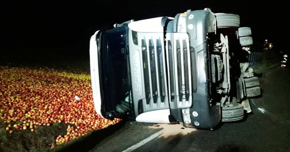 Strażacy z Nowego Sącza pracowali rano na miejscu niecodziennego zdarzenia. W Olszance przewróciła się ciężarówka przewożąca jabłka. Owoce wysypały się z naczepy do rowu i na przydrożną łąkę. 