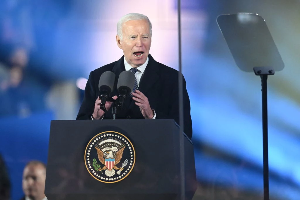 Prezydent USA Joe Biden przemawia w Warszawie, 20 luty 2023 r.