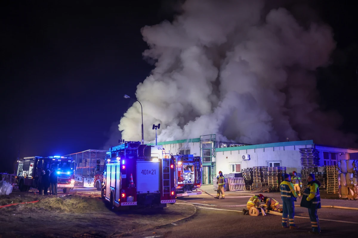 Policja będzie ustalać przyczynę nocnego pożaru w Sosnowcu. Spaliła się tam hala, w której składowano makulaturę. Akcja strażaków nadal trwa.
