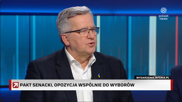 - Jestem pewien, że jest to krok absolutnie w dobrym kierunku - mówił były prezydent RP, Bronisław Komorowski, o pakcie senackim opozycji w kwestii najbliższych wyborów.- To jest realne podejście do jedności opozycji - dodał w programie "Prezydenci i Premierzy" na antenie Polsat News.