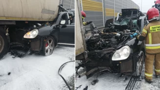 Wypadek na S8. Porsche wbiło się pod ciężarówkę