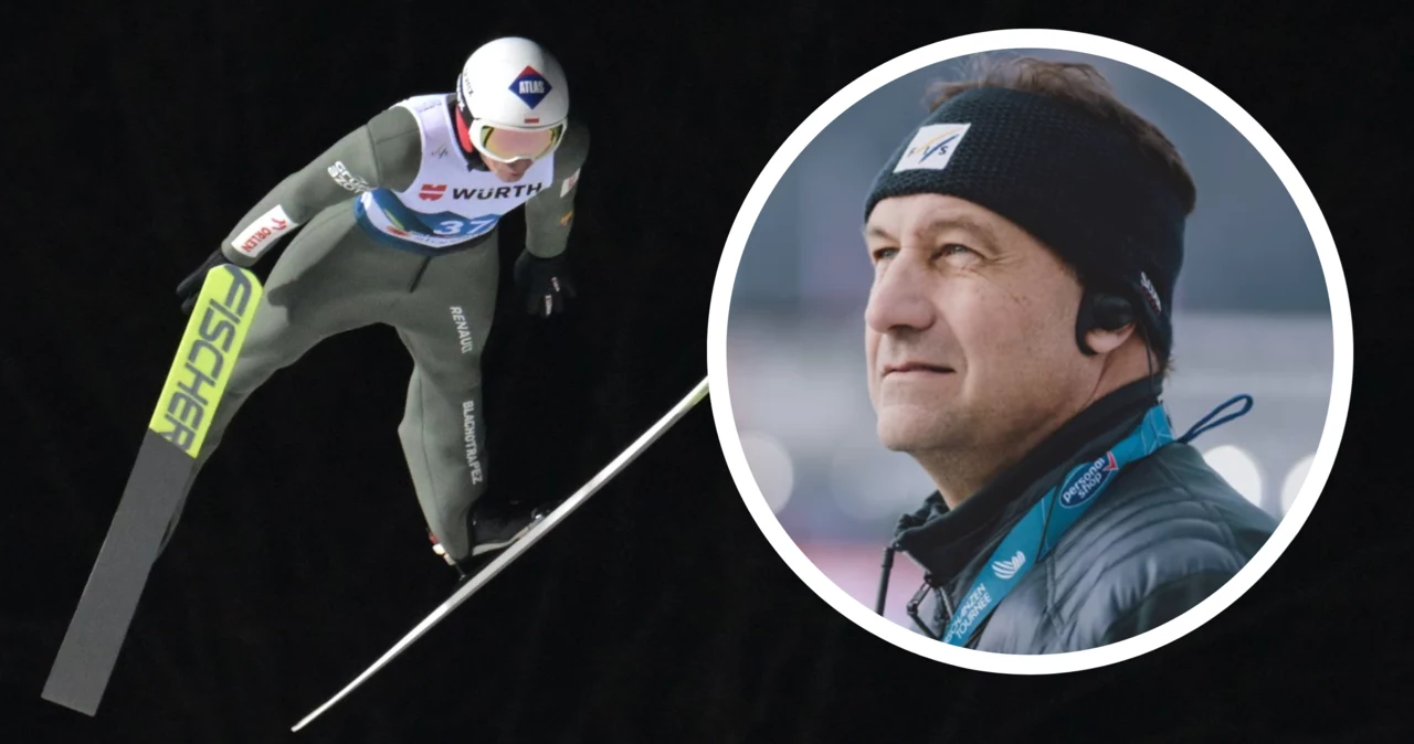 Skoki narciarskie. Na zdjęciu dyrektor PŚ Sandro Pertile oraz Kamil Stoch