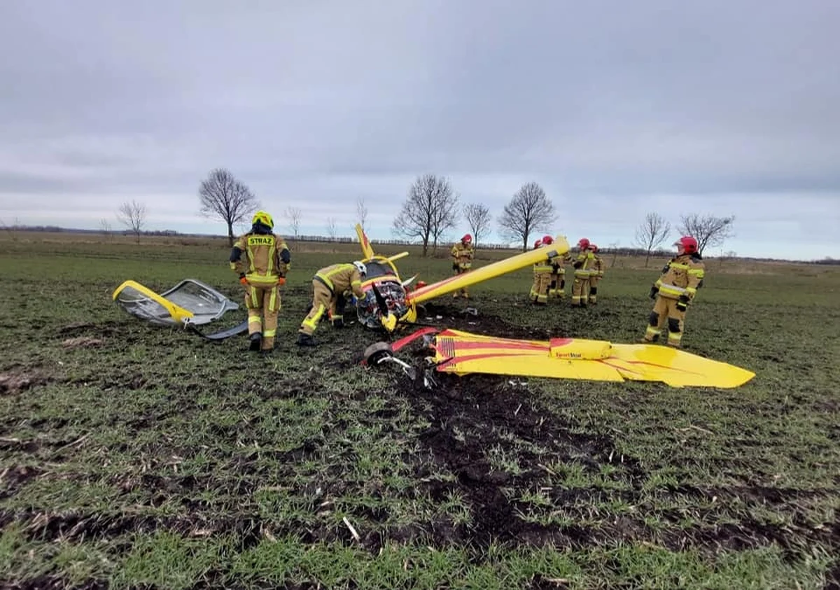 Wypadek awionetki w Pruszczu Gdańskim. Ranne zostały dwie osoby. 