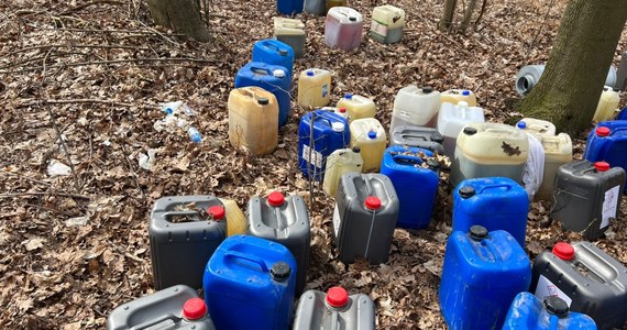 50 pojemników z nieznaną, żrącą substancją zostało znalezionych w lesie w Zbrosławicach w Śląskiem. Zauważył je właściciel pobliskiej pasieki. Prowadzone teraz badania mają wykazać, co to za substancja.