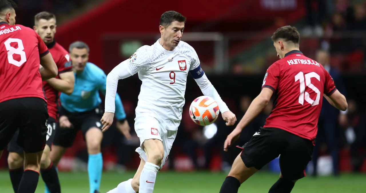 Robert Lewandowski w meczu Polska - Albania