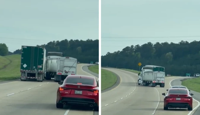 USA. Starcie gigantów na drodze. Kierowcy ciężarówek nie dawali za wygraną