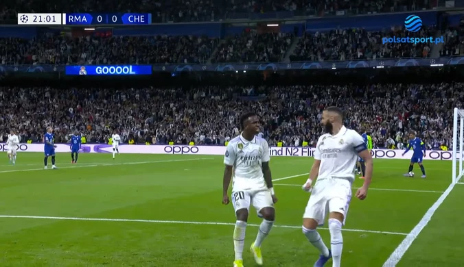 Real Madryt - Chelsea. Karim Benzema gol na 1-0. WIDEO