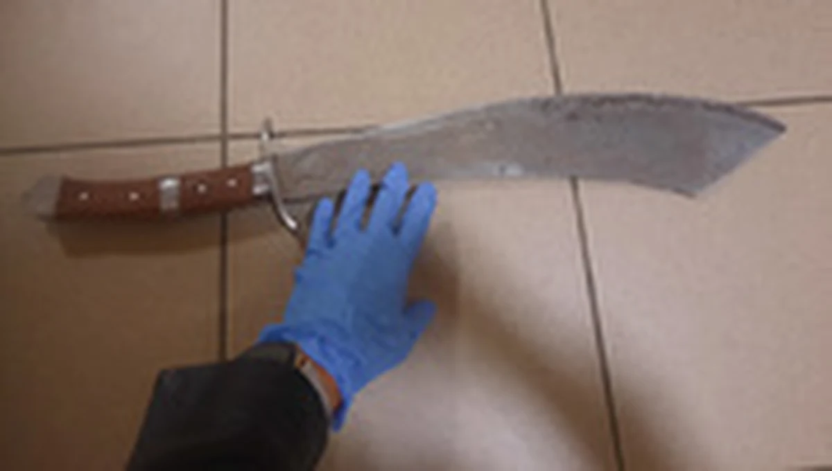 Za czynną napaść na policjantów odpowie 47-latek, który powitał dzielnicowych wymierzoną w nich maczetą. Mężczyzna groził funkcjonariuszom, że ich pozabija. Nie reagował na żadne polecenia, był pobudzony i agresywny.    

