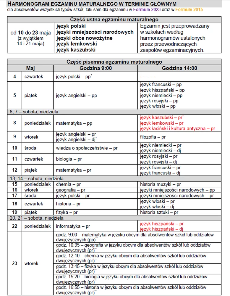 Matura 2023; Terminy egzaminów opublikowała Centralna Komisja Egzaminacyjna 