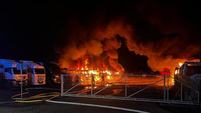 Gigantyczny pożar na Dolnym Śląsku. Spłonęło 16 ciężarówek