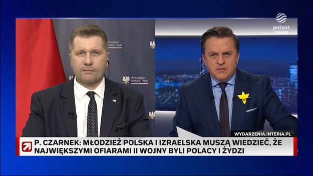 W środę Przemysław Czarnek spotkał się z szefem resortu edukacji Izraela Jo'awem Kiszem. Ministrowie rozmawiali między innymi o wycieczkach izraelskiej młodzieży do Polski.Bogdan Rymanowski zapytał ministra o stanowisko opozycji Izraelskiej. Zdaniem byłego premiera Ja’ira Lapida, "niewybaczalną słabością jest zgoda obecnego rządu Izraela, na wysyłanie izraelskich uczniów w miejsca, gdzie fałszuje się historii, a jako główne ofiary przedstawia się Polaków".- Wyjątkowy kłamca. Pan Lapid nie jest partnerem do rozmowy w relacjach polsko-izraelskich. Wie to zarówno strona izraelska, jak i strona polska. Nie waham się użyć takich słów pod adresem pana Lapida, bo nieraz wykazał się swoim antypolonizmem i to skrajnym - odparł Czarnek.