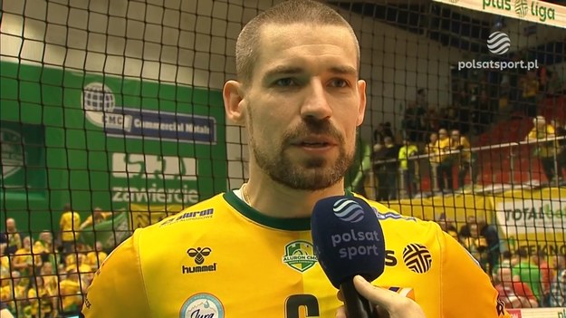 Dawid Konarski po meczu Aluron CMC Warta Zawiercie – Indykpol AZS Olsztyn 3:1 (25:23, 24:26, 30:28, 25:23) w ćwierćfinale PlusLigi.

