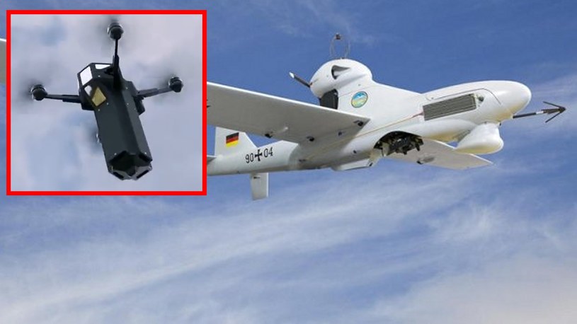 Niemiecki koncern zbrojeniowy Rheinmetall zaprezentował niezwykłą broń w postaci drona matki, który może przenosić na swoim pokładzie aż 8 dronów kamikadze.