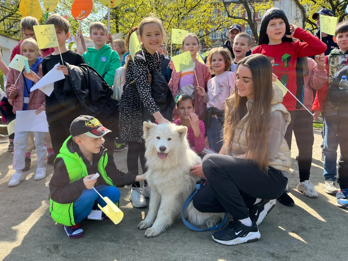 Akcja edukacyjna na wrocławskim osiedlu Nadodrze. Uczniowie przypominali dziś właścicielom psów o tym, że podczas spacerów trzeba po nich sprzątać. W trakcie parady rozdawali ciastka i symboliczne mandaty.

