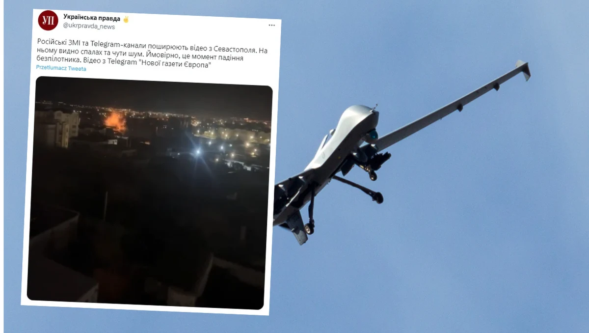 Rosyjskie władze poinformowały o ataku dronów w okupowanym przez Rosję Sewastopolu. W sieci pojawiają się już nagrania.