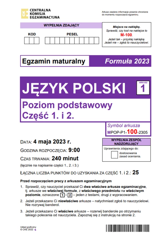 Matura 2023. Arkusz CKE I Odpowiedzi Z Języka Polskiego Poziom ...