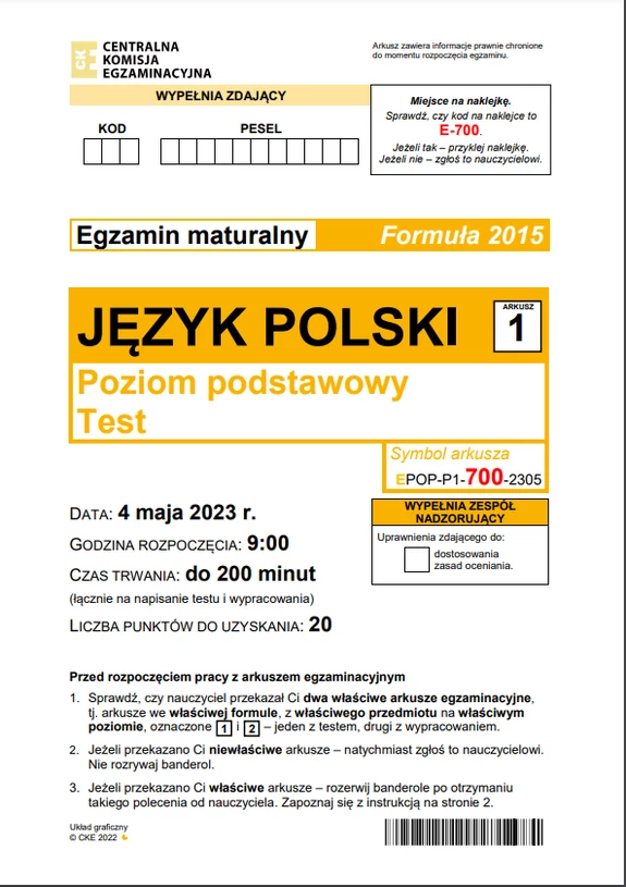 Matura 2023 Z Języka Polskiego W Starej Formule. Mamy Arkusz I ...