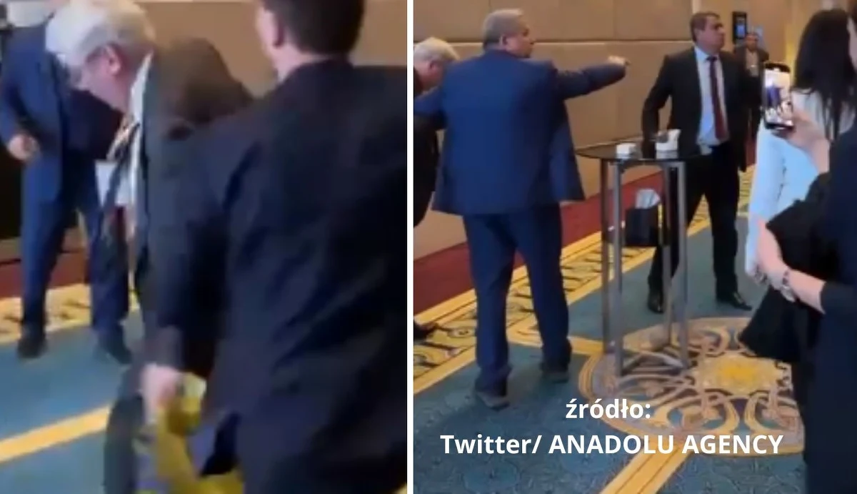 Podczas czwartkowego szczytu Organizacji Współpracy Gospodarczej Państw Morza Czarnego (BSEC) w Ankarze rosyjski delegat Walerij Stawicki wyrwał przedstawicielowi Ukrainy Ołeksandrowi Marikowskiemu flagę. W odpowiedzi ten uderzył go w twarz - poinformowała agencja Reutera.