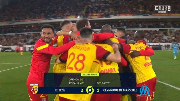 RC Lens - Olympique Marsylia 2:1

Bramki: 42. S. Fofana (Danso), 60. Openda (Frankowski) – 88. Payet (Rongier)
Kartki:   11. J. Onana (LNS), 24. Medina (LNS), 45+1. Frankowski (LNS), 63. Gradit (LNS), 89. Samba (LNS) – 45+3. Rongier (OMA), 63. Tavares (OMA)

 
Posiadanie piłki: 42 % : 58 %.
Strzały na bramkę: 3:3. Strzały niecelne: 5:6. Rzuty rożne: 7:7. Spalone: 1:2. Faule: 12:16.
    